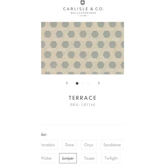 Carlisle & Co Wallcovering Terrace LX1146 Juniper. 8yd Roll - Picture 7 of 12